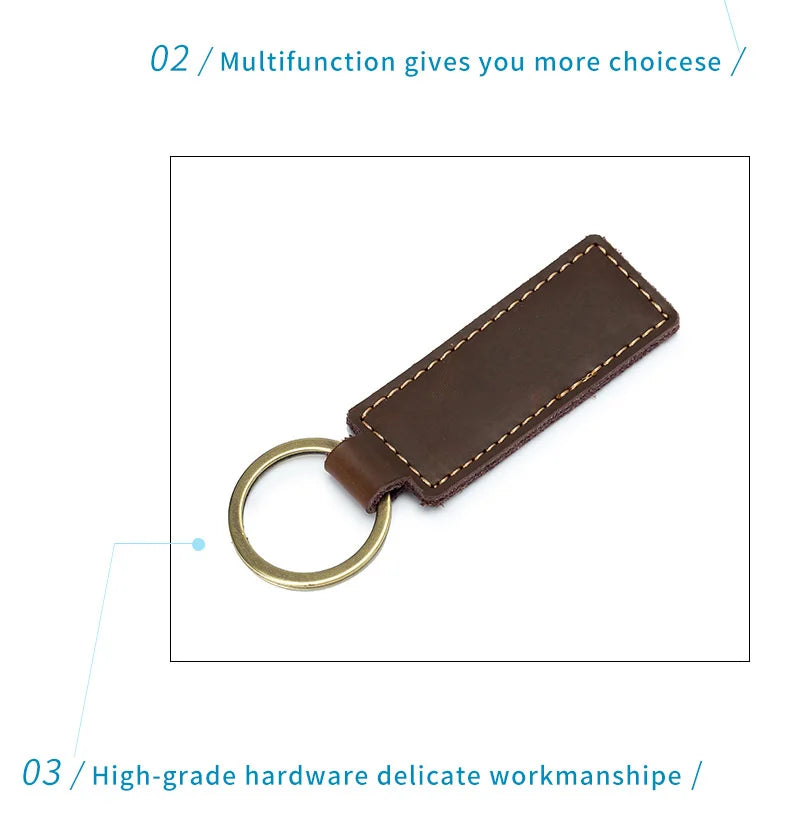Free Customized Fashion Women Genuine Leather Keychain Vintage Creative Pendant Handmade Small Gift DIY Present Car Key Chain