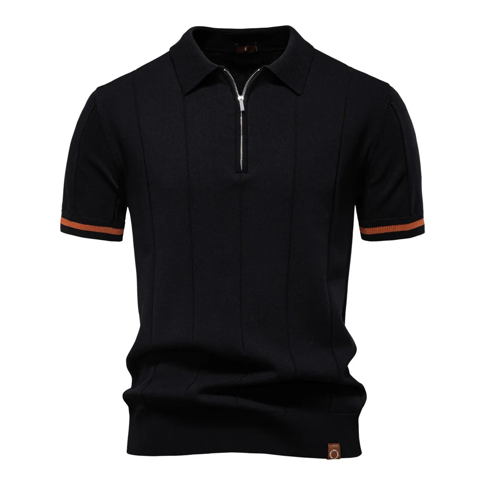 AIOPESON Men's Slim Fit Zipper Polo Shirt | Sport & Office