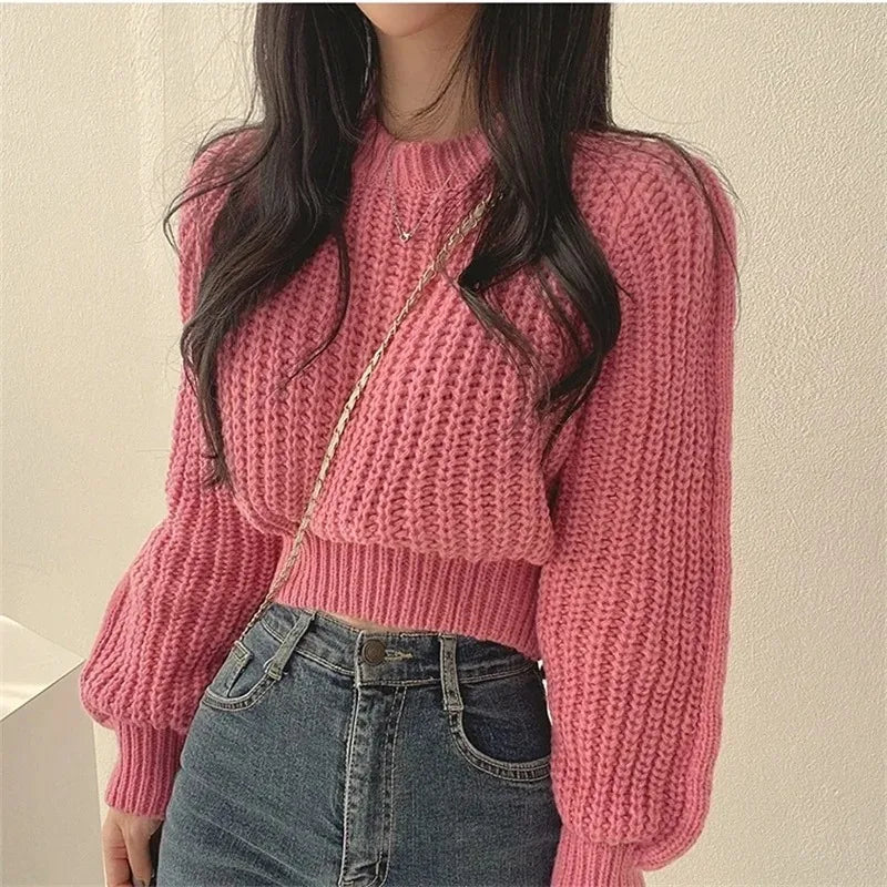 Women's Loose-Fit Crew Neck Knit Sweater