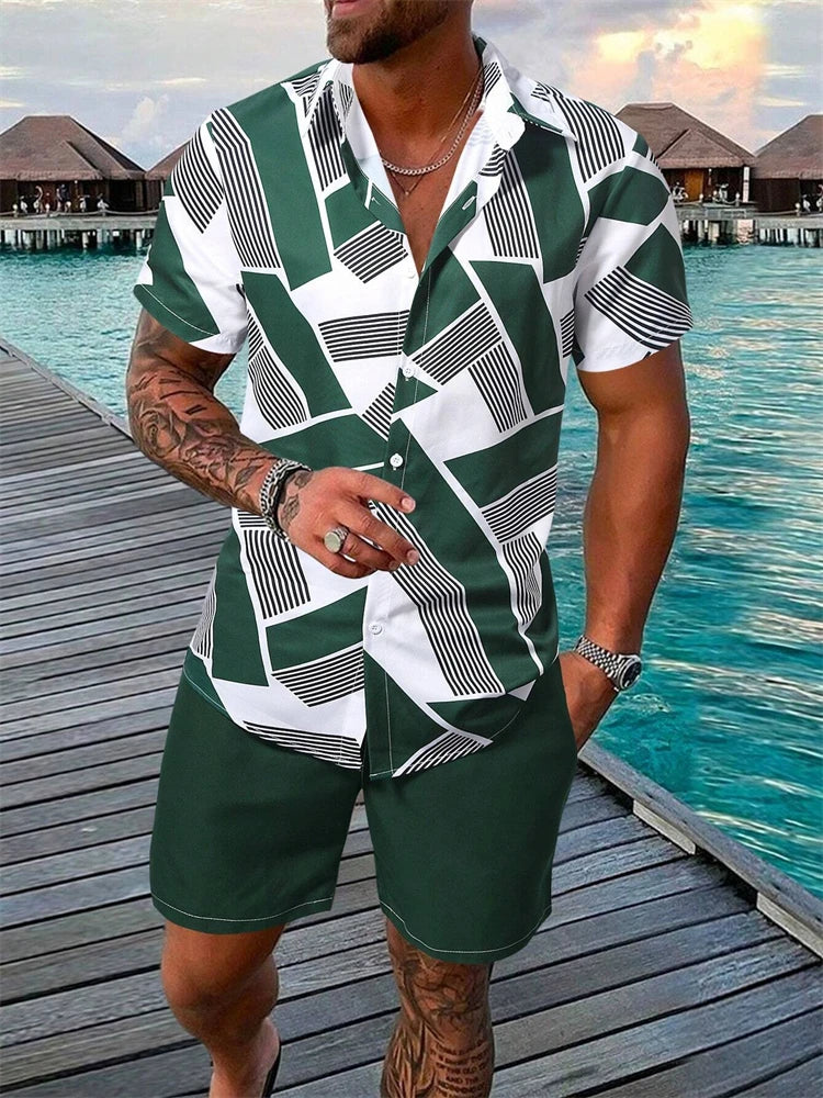 Men's Summer Patchwork 2-Piece Set