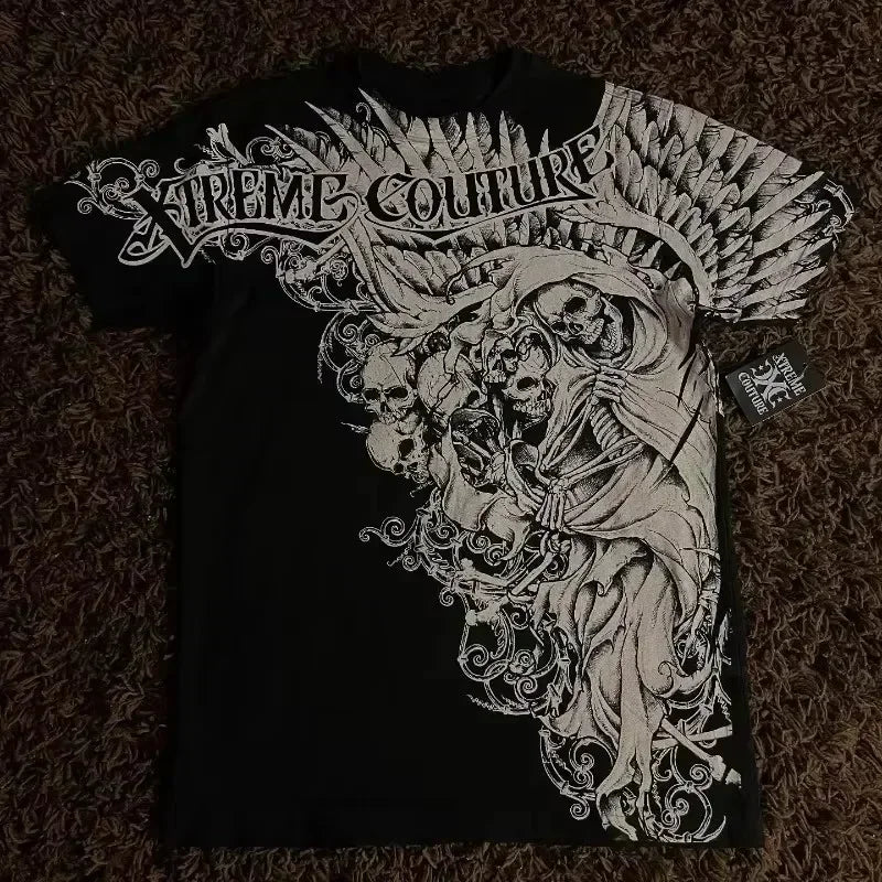 Men’s Y2K Gothic Skull Graphic Shirt
