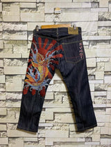 Harajuku Dragon & Snake Embroidered Wide-Leg Jeans