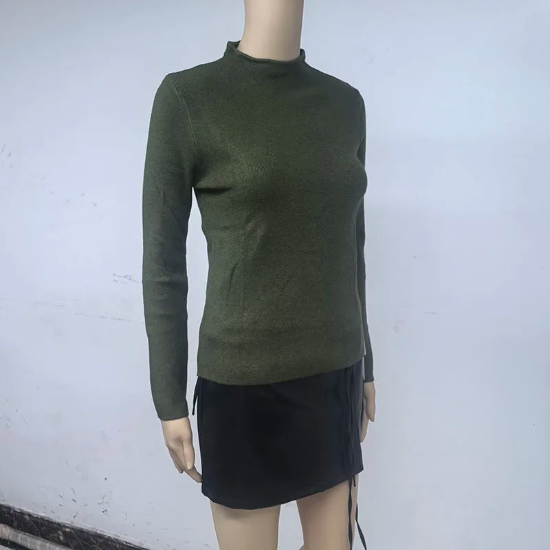 Women's Mock Neck Slim Fit Knit Sweater
