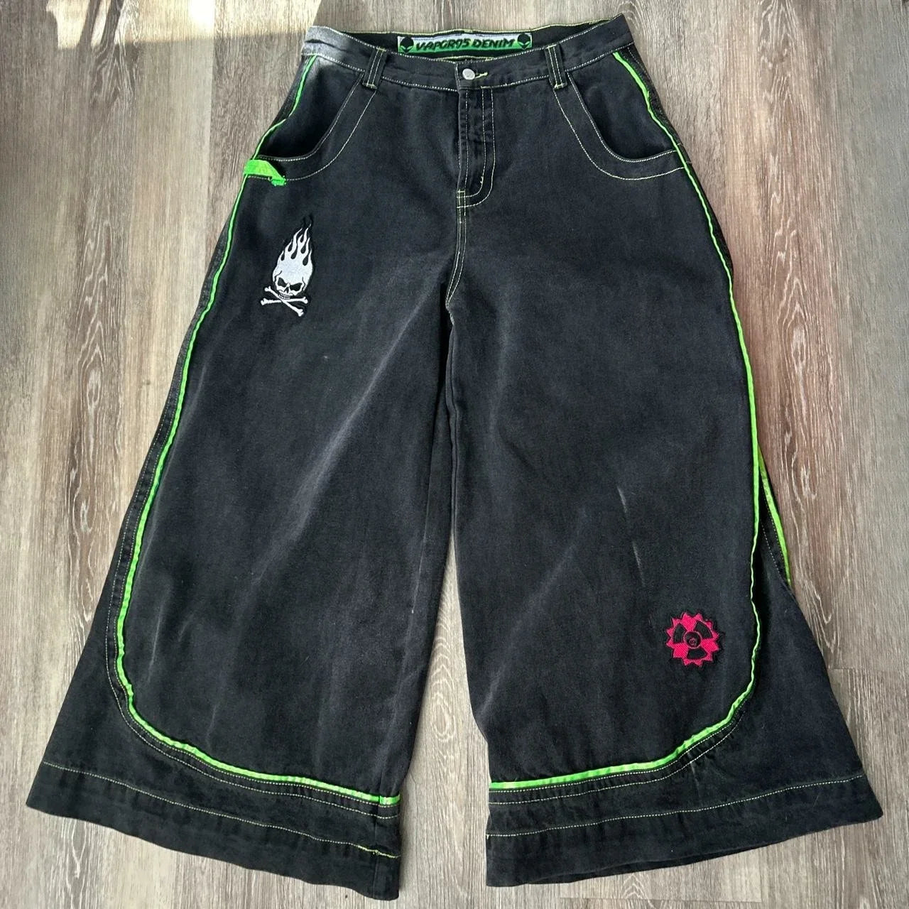 Alien Pattern Wide-Leg Hip-Hop Jeans