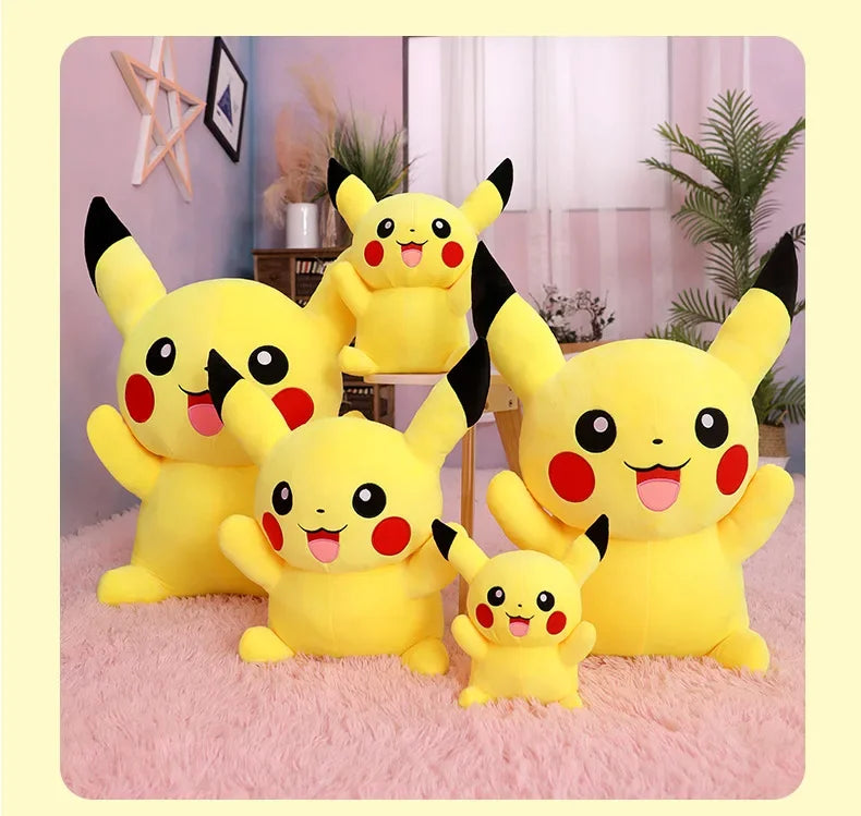 25/45/55/65CM Pokemon Pikachu Plush Doll Japanese Cartoon Animal Stuffed Toy Kawaii Pikachu Ornaments Sofa Cushion Plushies Gift