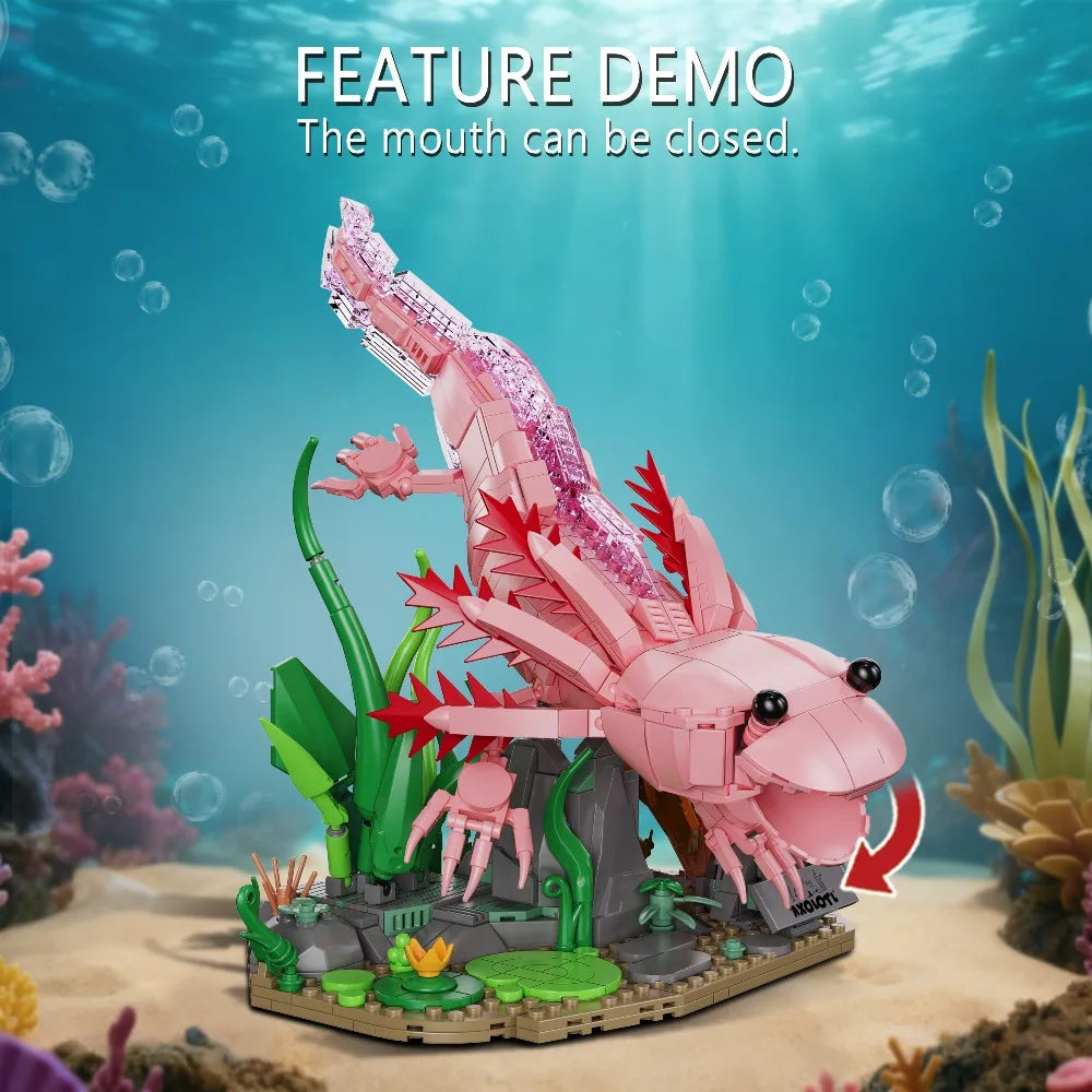 998PCS Creative Aquatic Amphibian Axolotl Model Building Blocks Construction Bricks Toy Gift For Adult