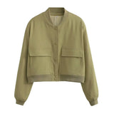 Willshela Women's Solid Bomber Jacket with Pockets