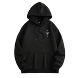 Vintage Compass Print Hoodies for Men High Quality Hooded Long Sleeve Pullover All Season Daily Casual Sports Tops Men's Clothes