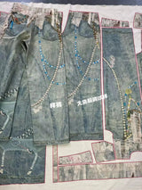 3D Pearl Chain Trompe L'Oeil Straight-Leg Jeans