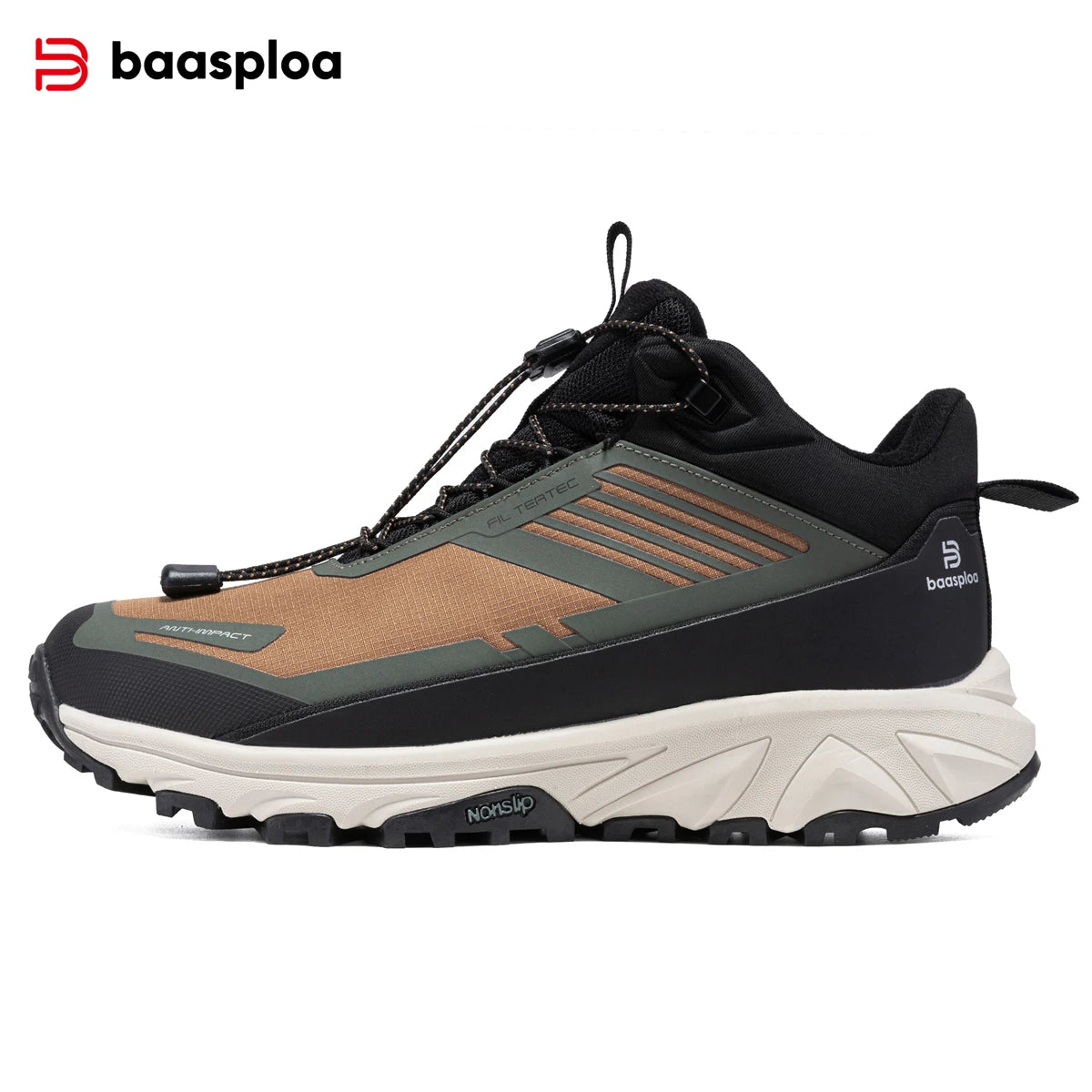Baasploa Men Hiking Shoes Outdoor Waterproof Resistant Sneakers Male Winter Comfort Plush Warm Casual Walking Shoes Non-Slip