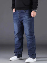 Plus Size Men's Jeans 10XL(160kg) Straight Leg Stretch Denim Pants For 160KG Heavyweight Blue/Black Big & Tall Casual Trousers