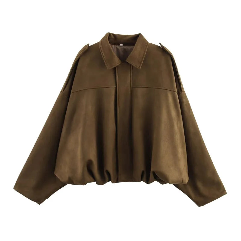 ETJ Women's Suede Lapel Shoulder Jacket – Spring 2026