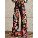 Pop Art Heart Wide-Leg Flare Pants