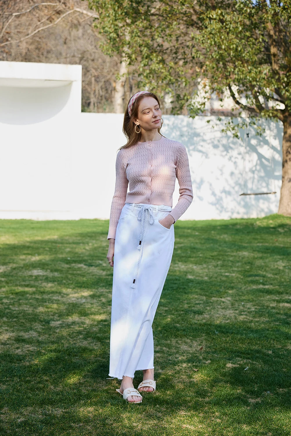 Women's Cotton Denim Midi Skirt | Spring 2026