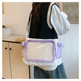 Fashion Transparent Ita Bag Large Capacity College Style Shoulder Bag Canvas Jk Handbag Women Tote Bag College Style