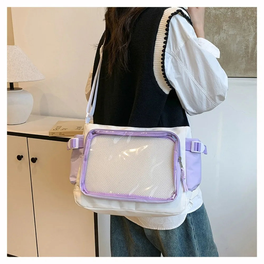 Fashion Transparent Ita Bag Large Capacity College Style Shoulder Bag Canvas Jk Handbag Women Tote Bag College Style