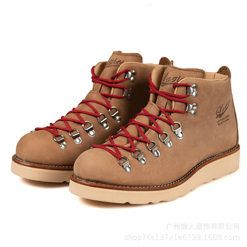 LAGIES cow leather Hiking shoes walking boots men Goodyear shoes trendy casual ankle shoes walking trekking outdoor sneakers