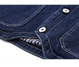 Men Jean Vest Outerwear Denim Waistcoat Multi-pocket Cargo Denim Jacket Blue Sleeveless Coat Retro Fashion Motorcycle Vest