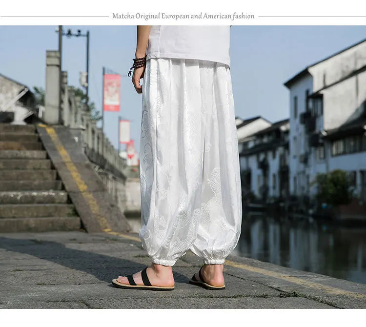 Men’s Ice Silk Dragon Jacquard Bloomers