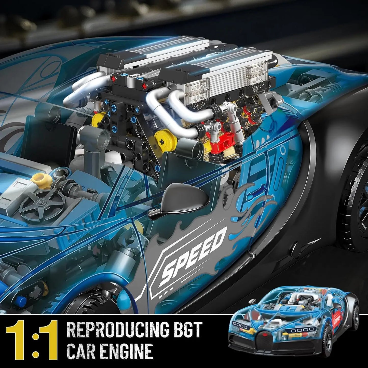 Mould King 10131 W16 Engine Model Kit 952Pcs 16-Cylinder Cars Engine Kids STEM Toys Building Blocks Sets Adults Collection Gifts