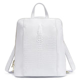 Zency Women's Crocodile Leather Backpack 100% Genuine Natural Travel Work School Bag with Notebook Compartment Laptop Carry-on