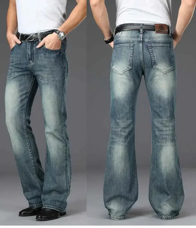 Men's Flared Jeans with Mid-Rise Waist