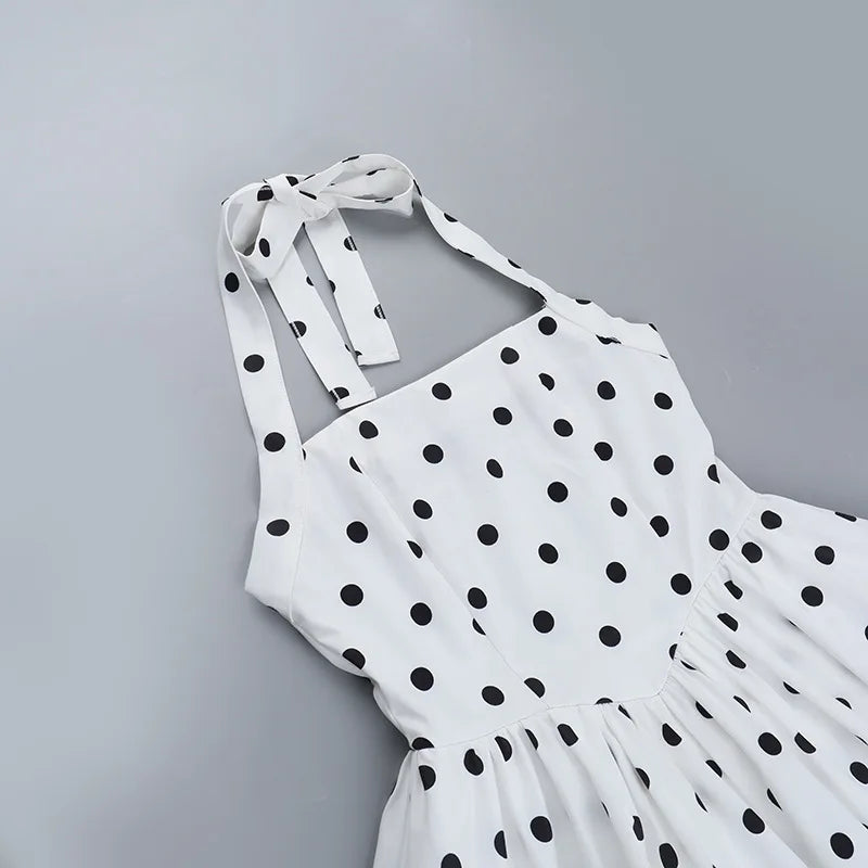 Polka Dot Halter Mini Dress