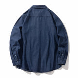 Classic Washed Denim Shirt Men's 2025 Autumn New Dark Blue Fashion Loose Casual Long-sleeved Jean Shirts Korean Clothes