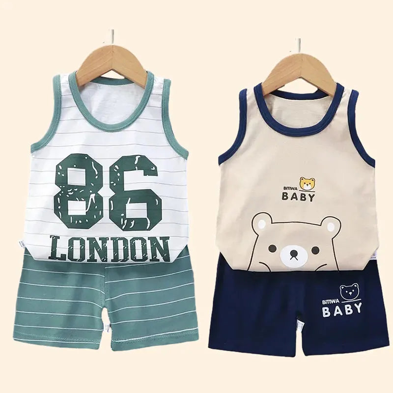 Kids' Cotton Summer Vest & Shorts Set
