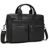 Genuine Leather Briefcase Bag for 15.6 inch laptop computer bag cowskin handbag for men male leather crossbody shoulder bag