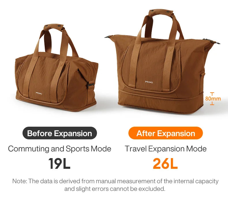 Mixi Travel Bags Women Large Size Capacity Sports Fitness Storage Bag Foldable Duffle Suit Bag For Shoulder Bag Handbag M3020