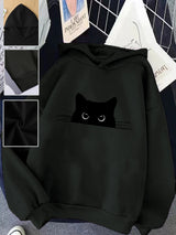 Women's Cat Print Hoodie – Cozy Casual Pullover
