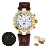 BERNY Retro Automatic Men's Watch Sun&Moon Phase Luminous ST1652 Classic Genuine Leather Luxury Mechanical Men's Dress Watches