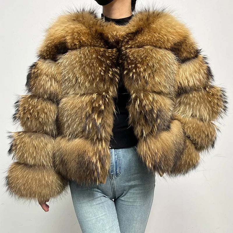 Luxury Women’s Real Raccoon & Fox Fur Jacket | Premium Winter Outerwear