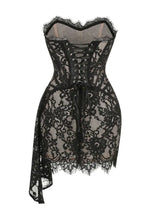 Strapless Lace Mini Dress – Elegant Sheer Patchwork Slim Fit Evening Dress