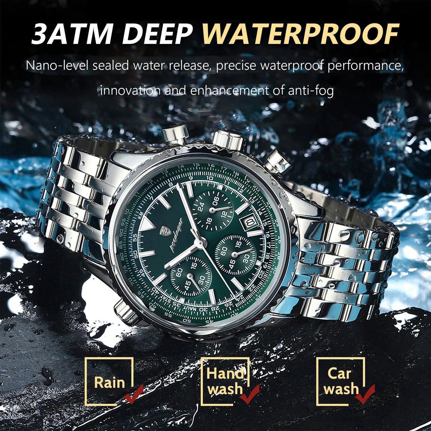 POEDAGAR Men's Luxury Chronograph Wristwatch