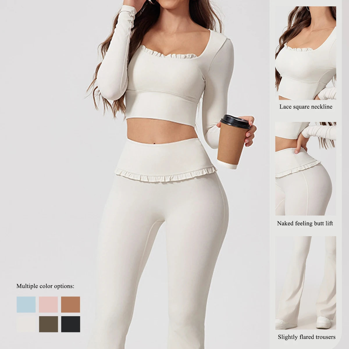 Premium Women’s 2-Piece Yoga & Gym Set – Long Sleeve Quick-Dry Sportswear