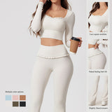 Premium Women’s 2-Piece Yoga & Gym Set – Long Sleeve Quick-Dry Sportswear