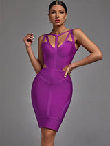 Women's Purple Bandage Bodycon Cut-Out Dress