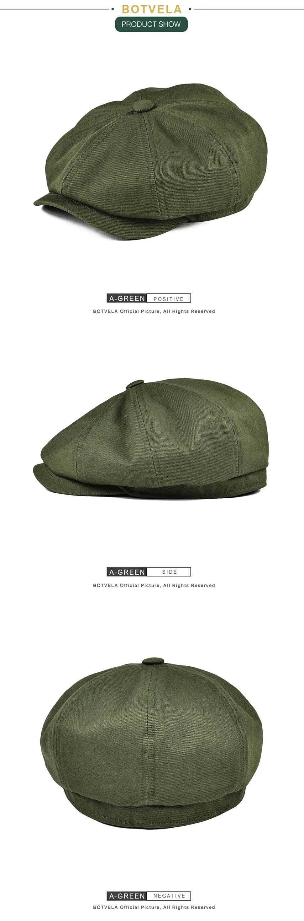 BOTVELA Newsboy Cap – Unisex Cotton Baker Boy Hat