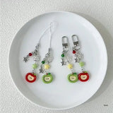 Elegant Phone Charm Lanyard Colorful Fruit Beaded Keychain Stylish Keyring Fashionable Bag Purse Pendant for Women Girls