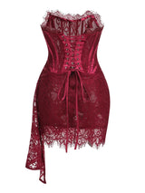 Strapless Lace Mini Dress – Elegant Sheer Patchwork Slim Fit Evening Dress
