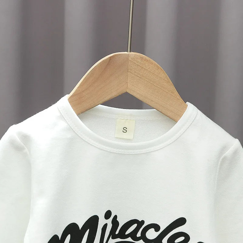 3pcs Set Kids Boys Clothes Baseball Coat+T-Shirt+Pant Spring Autumn Letter Print Sweatshirts Black Sports Casual Outfits Clothes