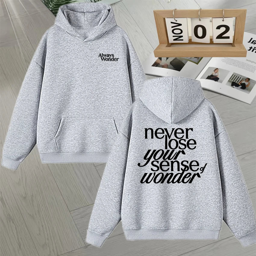 2025 Thai Drama The Secret of Us Autumn Winter Hoodie Always Wonder Letter Print Pullover Trendy Long sleeve Fleece Sweatshirts