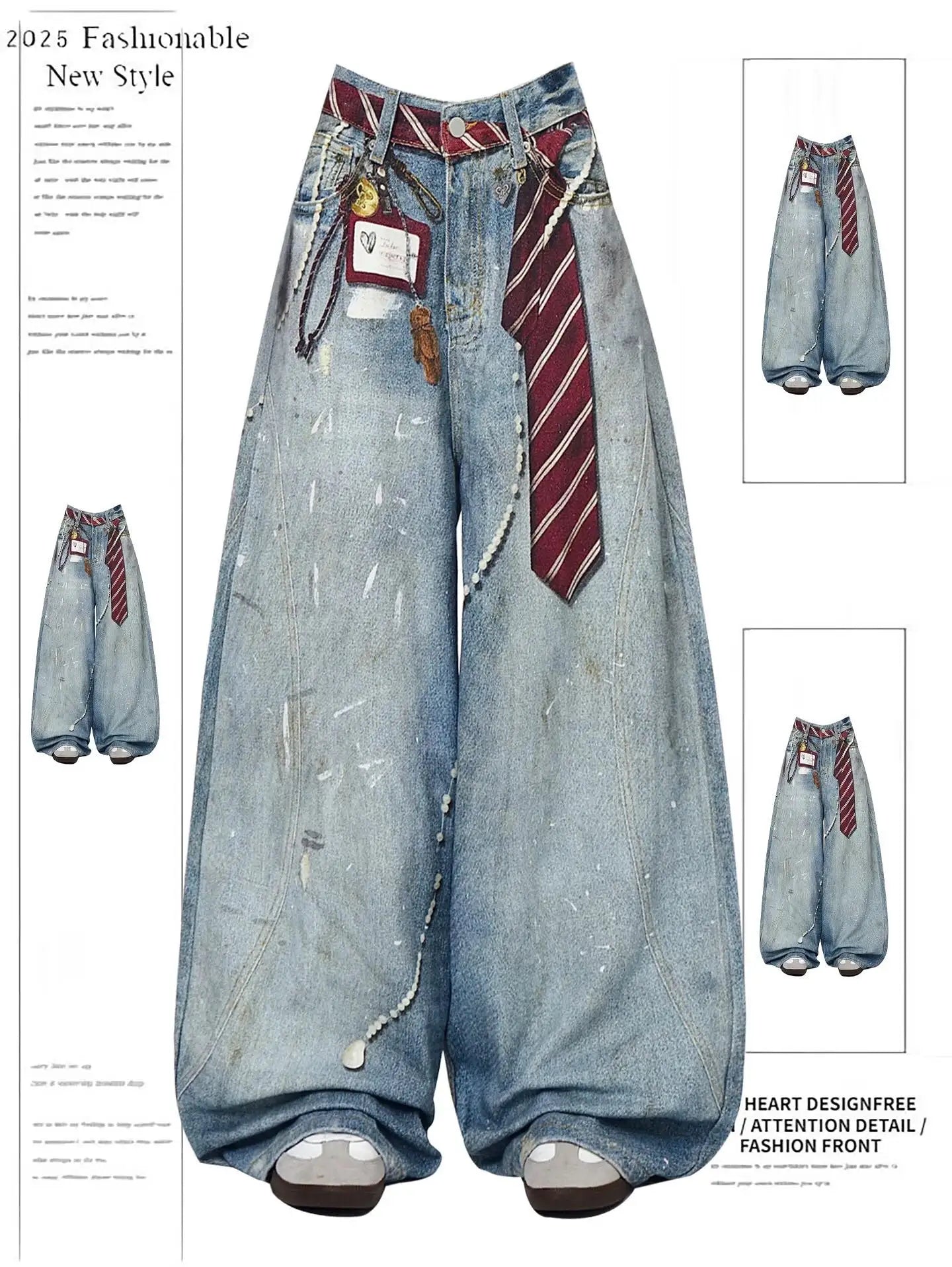 Y2K Baggy Cartoon Embroidery Jeans