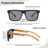 Square Wood-Grain Sunglasses – UV400 & Spring Hinges