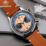 ADDIESDIVE 38MM AD2037 Men Multifunctional Chronograph Watches 10Bar Diving Leather Belt Timing Clocks Quartz Watch Relogios