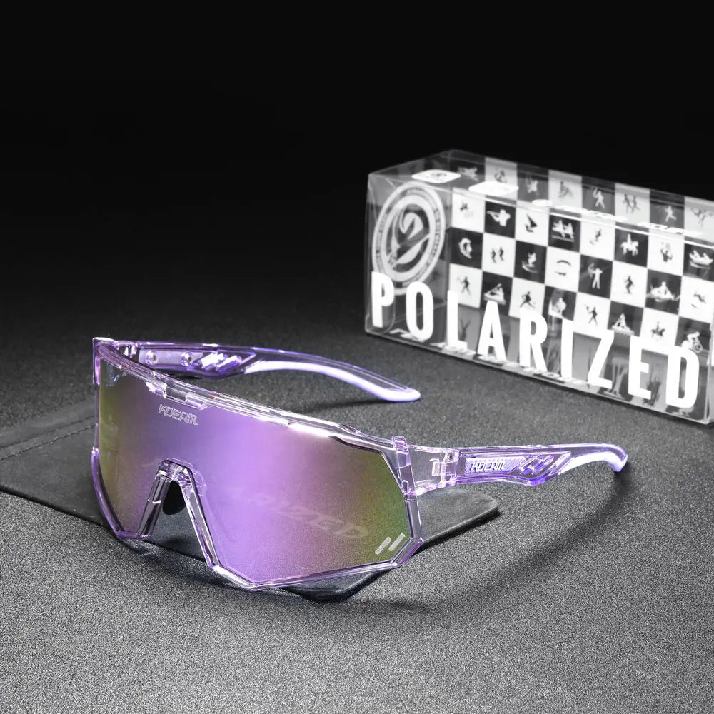 KDEAM High-End Sports Sunglasses Polarized Men's Cycling Glasses Dismountable TR90 Frame And Nose Pads Easy To Exchange