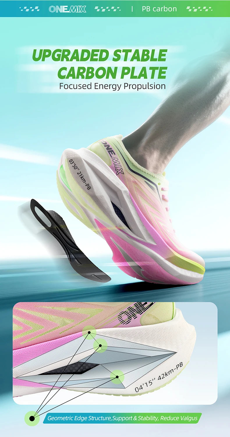 ONEMIX Professional Marathon Racing Running Shoes Men Full-length Carbon Plate Sports Sneakers Shock Absorbent Training Shoes
