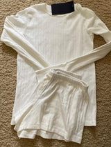 Eyelet Buttons White Long Sleeve T-shirt Shorts Set Woman Slim Tees+Elastic Straight Sweatshort Cotton Home Pajama 2 Piece Sets